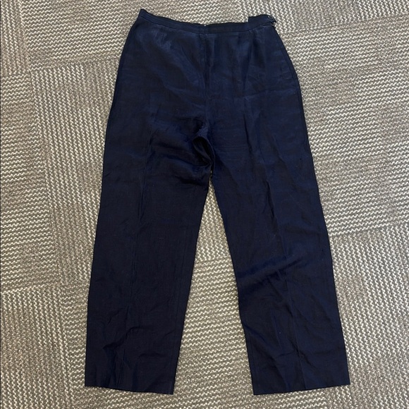 MaxMara Pants - MaxMara Puro Lino Vintage Navy 100% Linen Wide Leg Trousers, size 10/12.